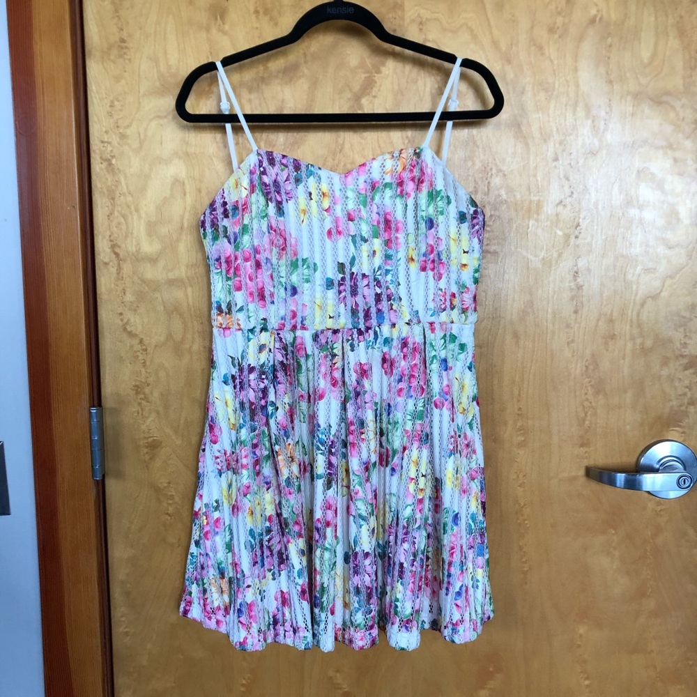 White Floral Dress with Low Back